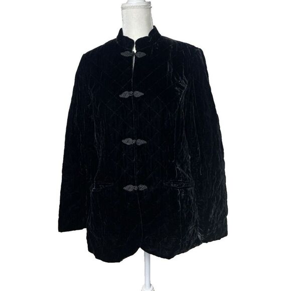 Coldwater Creek Size S Velvet Jacket Puffer Quilted Toggle Button Barn Coat - Picture 1 of 9